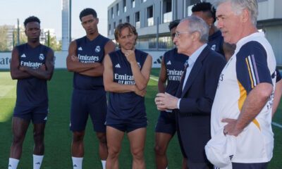 Florentino hablando con la plantilla (Real Madrid)