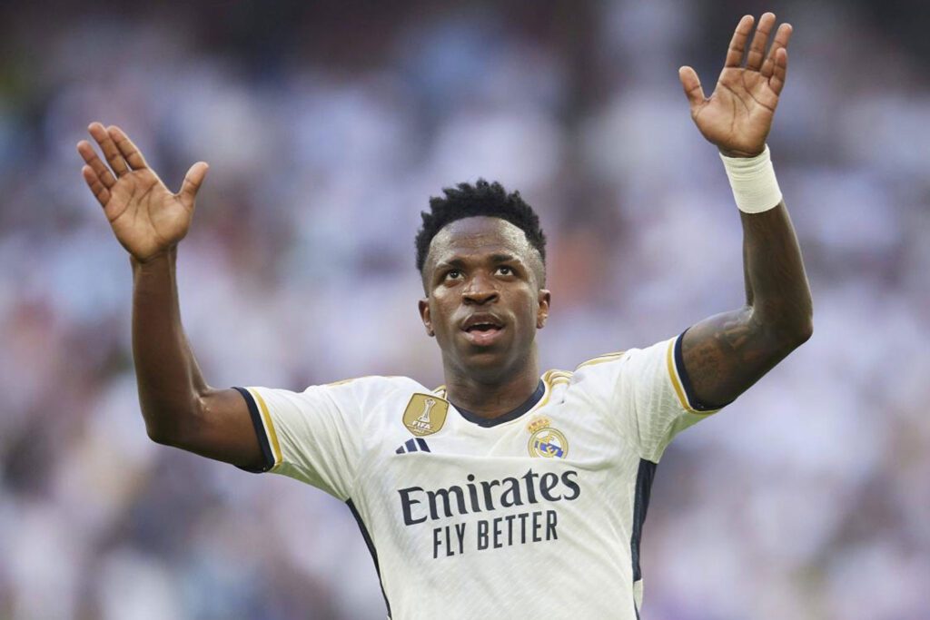 Vinícius Júnior celebrando un gol (Getty)