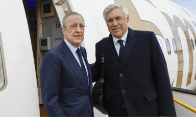 Ancelotti y Florentino en el avión (Real Madrid)