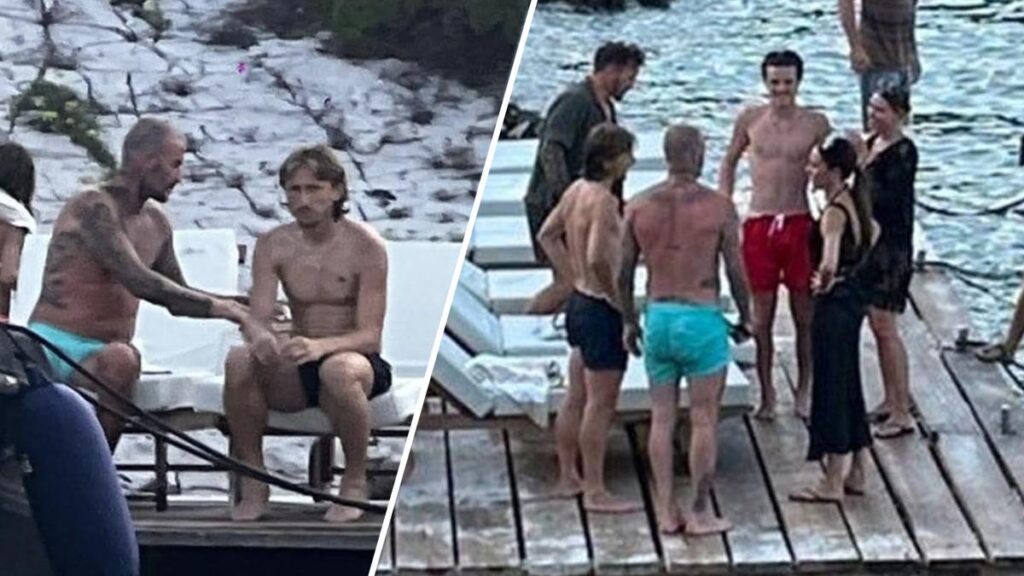 Beckham hablando con Modric en la playa (DuList)