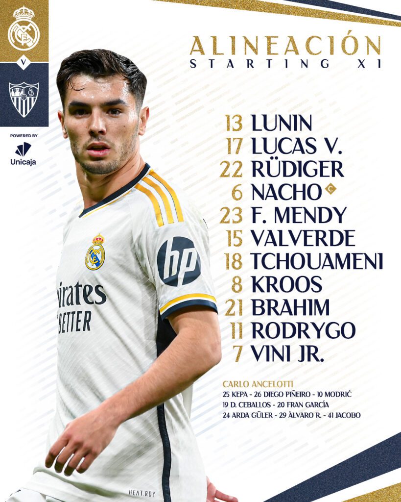 El once de Ancelotti contra el Sevilla