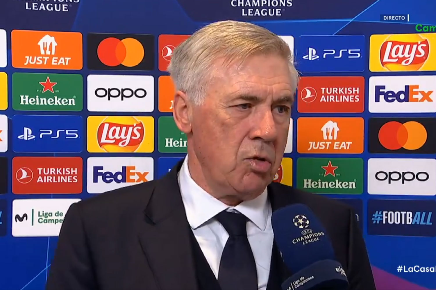 Ancelotti en rueda de prensa de Champions