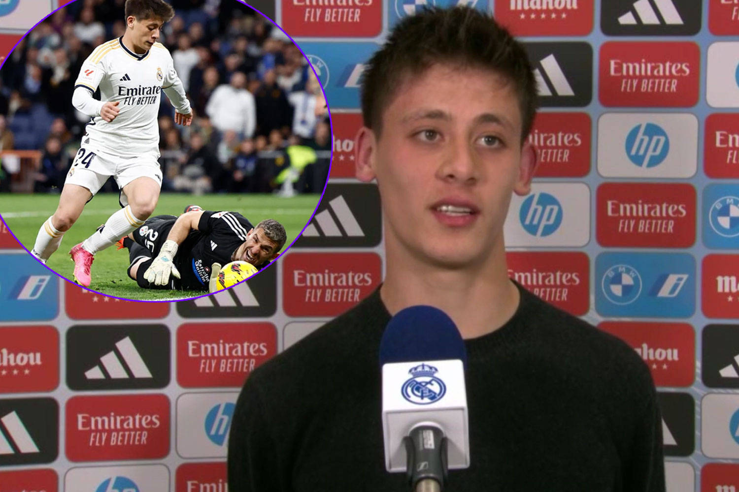 Arda Güler en zona mixta y con su gol al Celta (Real Madrid)