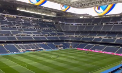 El marcador del Bernabéu encendido entero