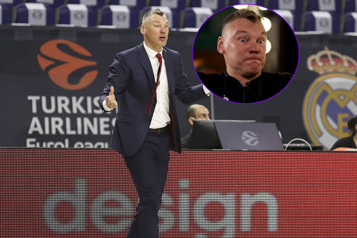 Jasikevicius en el WiZInk Center (Getty y Movistar)