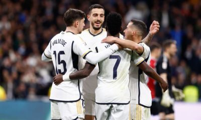 El Madrid celebrando un gol en el Bernabéu (AFP7)