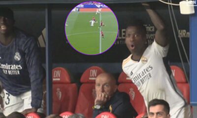 La reacción del banquillo al larguero de Arda Güler en Pamplona