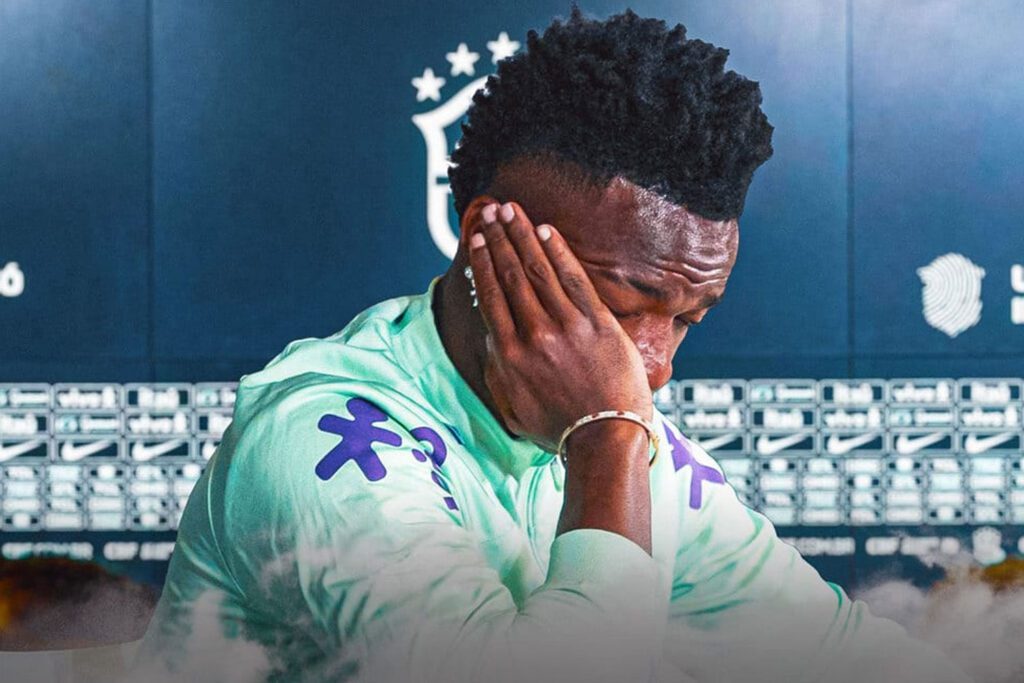 Vinícius llorando en Valdebebas (Getty)