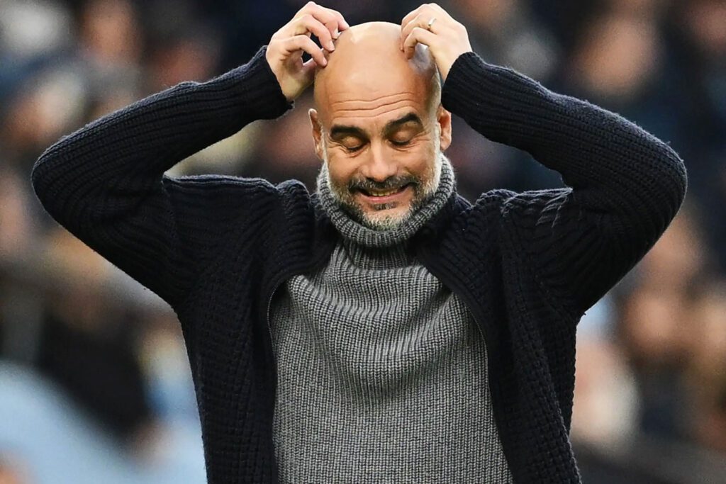 Guardiola en un partido con el Manchester City (Getty)