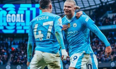 Haaland y Foden celebrando un gol del City (Getty)