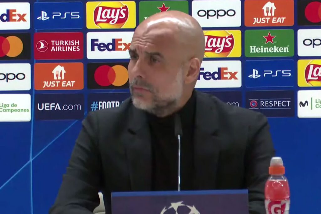 Guardiola en rueda de prensa del Bernabéu