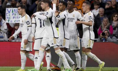 El Real Madrid celebrando un gol en el Bernabéu (EFE)