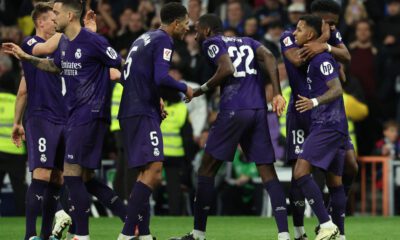 El Real Madrid celebrando un gol en el Bernabéu (Getty)