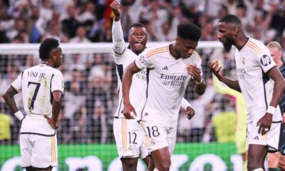 La celebración de gol del Madrid en el Bernabéu contra el City (Cordon Press)