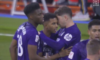 Valverde le pidió a Rodrygo celebrar el gol con Jaime Salom (DAZN)