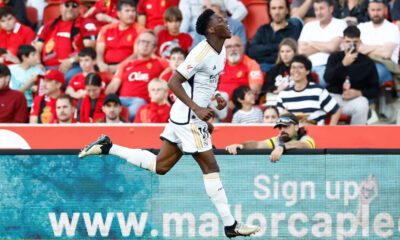 Tchouaméni celebrando su gol en Son Moix (Real Madrid)