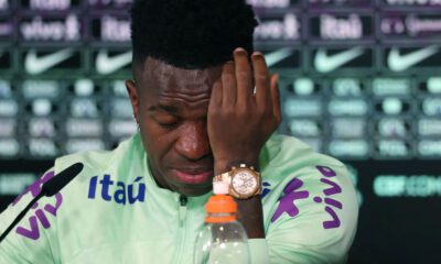 Vinícius no se aguantó las lágrimas en rueda de prensa (Getty)