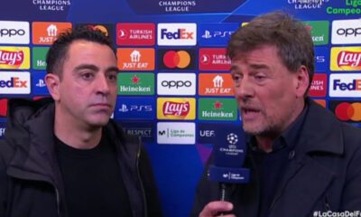 Xavi en zona mixta ante el PSG
