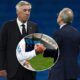Ancelotti hablando con Florentino y círculo con un apretón de manos entre ambos