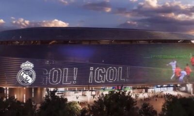 El Bernabéu iluminado desde fuera en la maqueta presentada