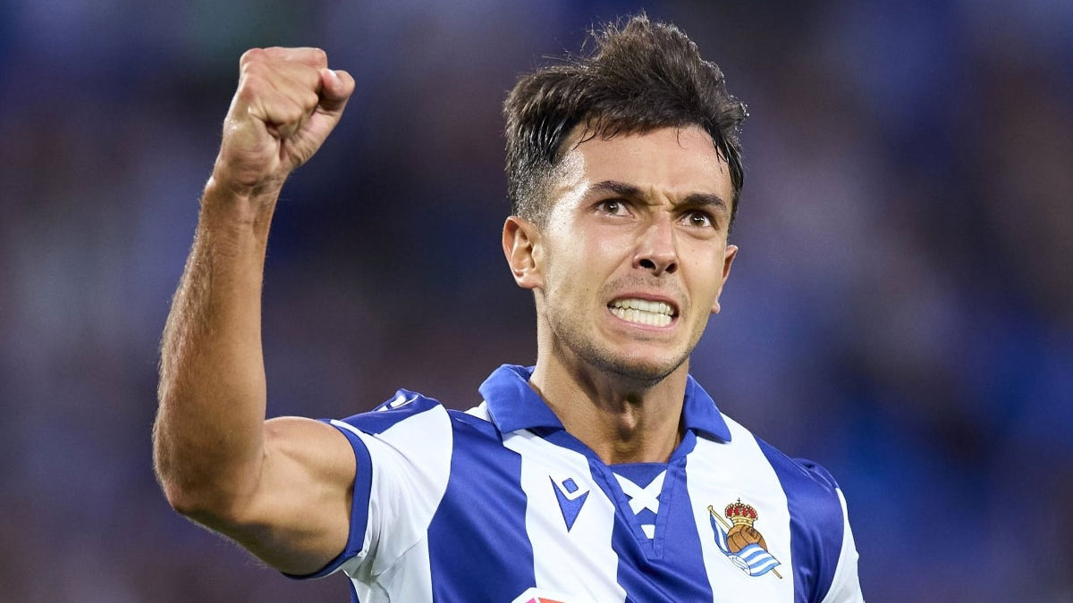 Zubimendi celebrando un gol