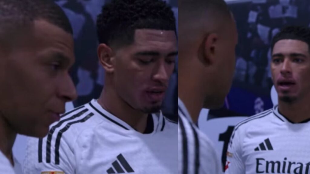 La curiosa charla de Bellingham con Mbappé en el descanso Bellingham y Mbappé hablando en el vestuario