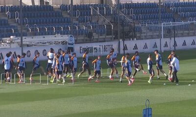 El Real Madrid entrenando antes de ir a San Mamés