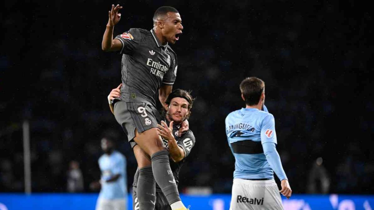 Mbappé celebrando su gol al Celta
