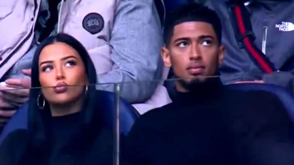 Ashlyn Castro junto a Bellingham en su palco del Bernabéu