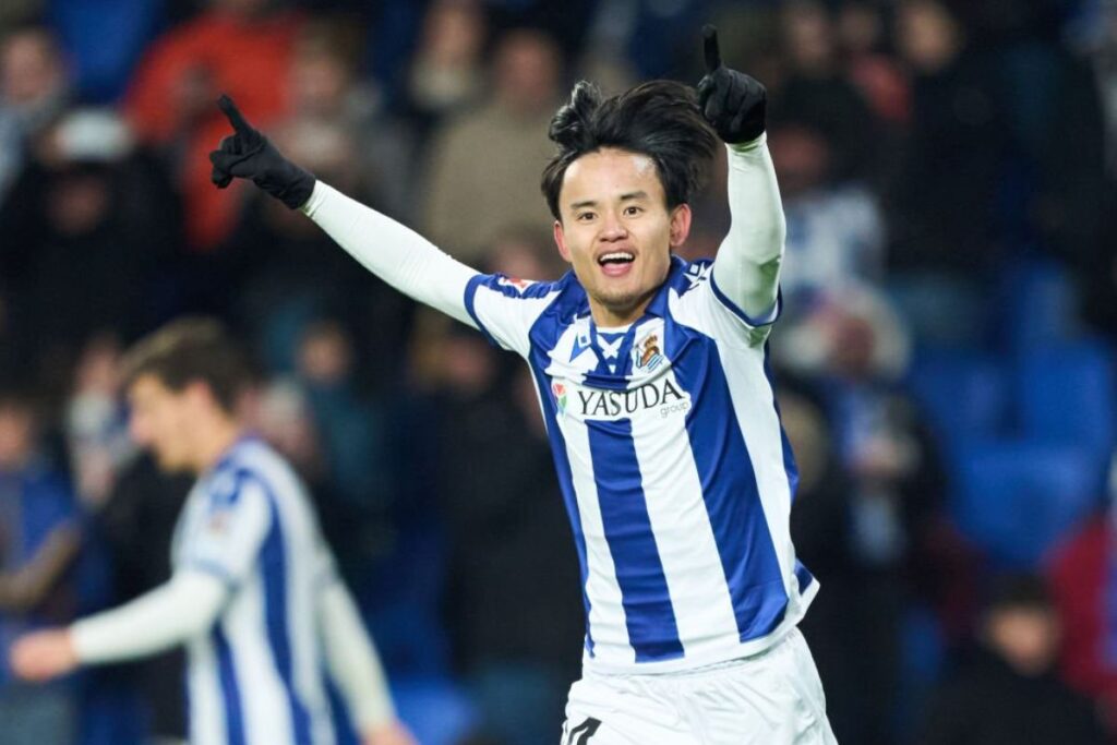 Take Kubo celebrando un gol