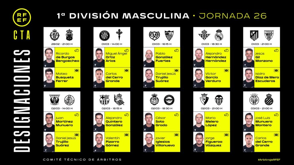 El reparto de la jornada de los árbitros del CTA