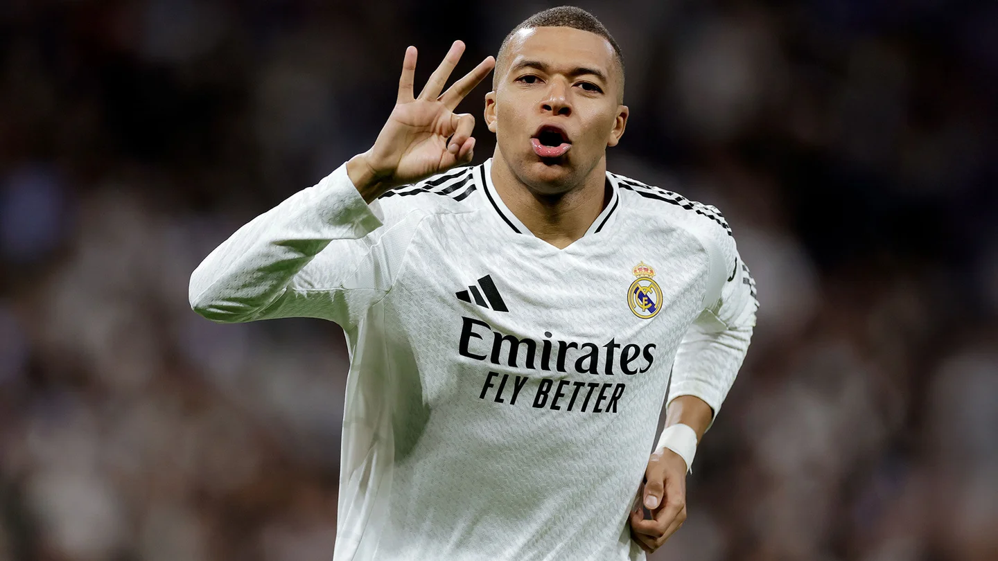 Mbappé celebrando un gol en el Bernabéu
