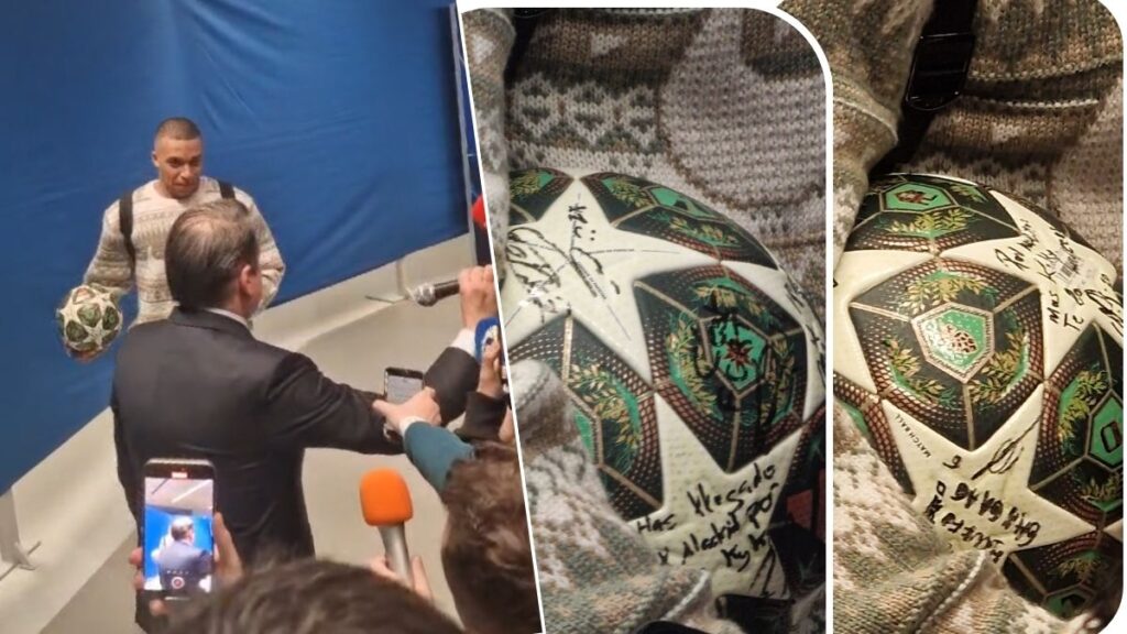 Las dedicatorias del hat trick de Mbappé: «Pikachu», «crack», «The Best»… Mbappé con su pelota firmada en zona mixta