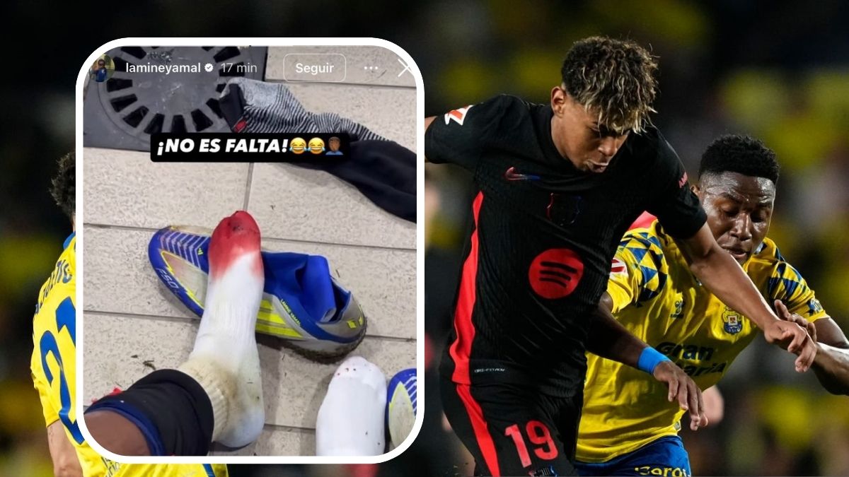 Lamine Yamal mostrando su entrada en Las Palmas