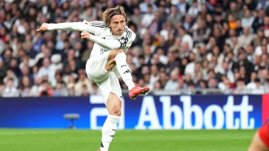 Modric en el momento del 1-0 al Girona