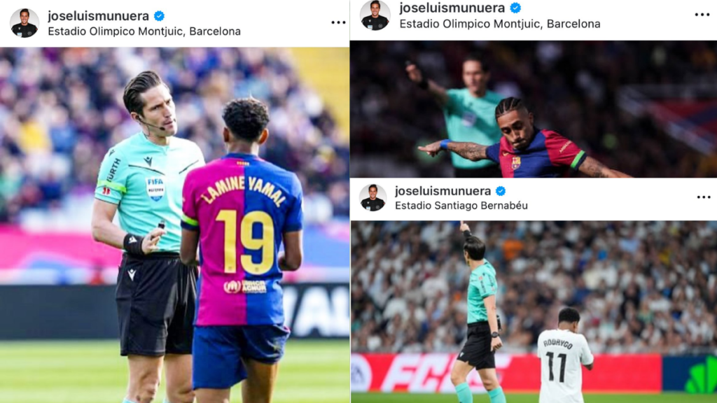 El Instagram de Munuera Montero con imágenes de Barça y Madrid muy distintas