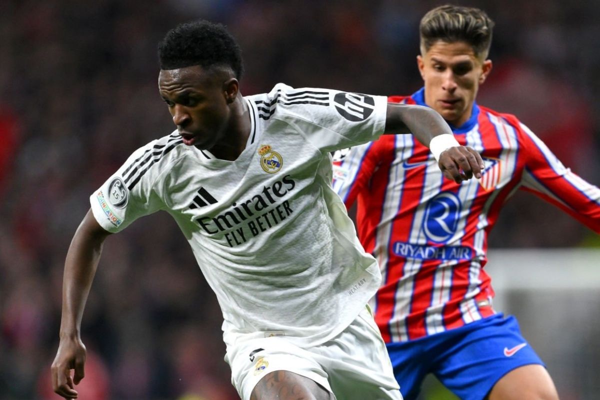 Vinicius en un momento del derbi