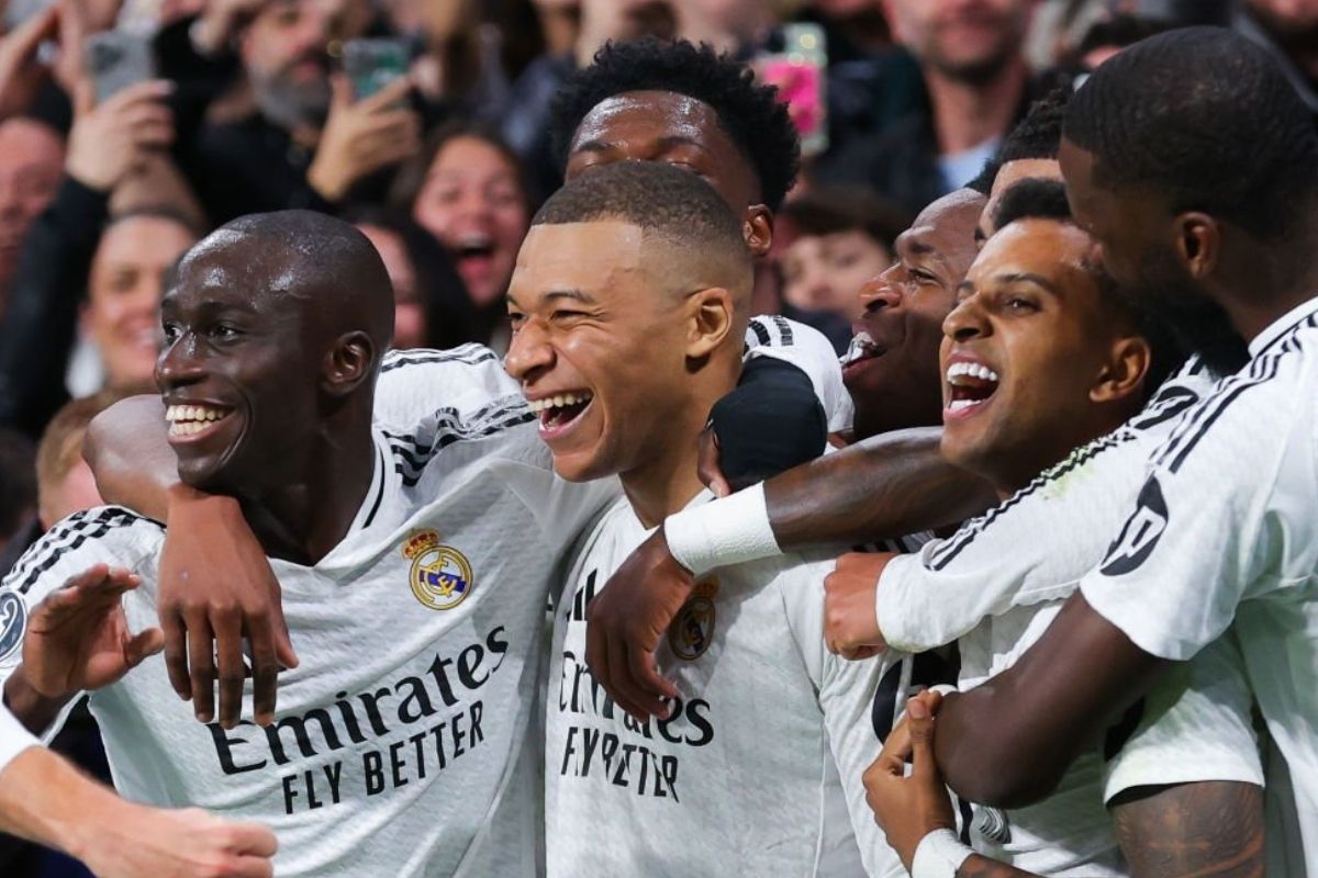 Celebración de un gol de Mbappé en el Bernabéu