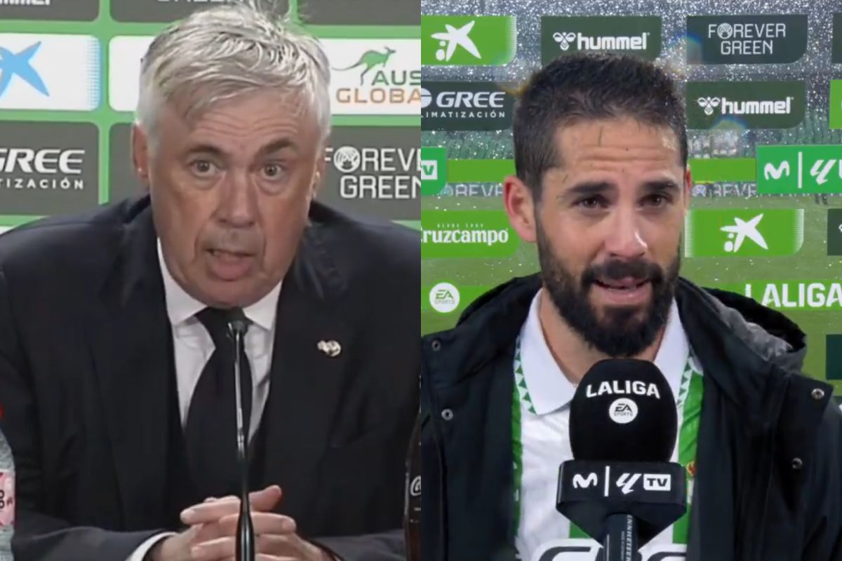 Ancelotti e Isco en zona mixta