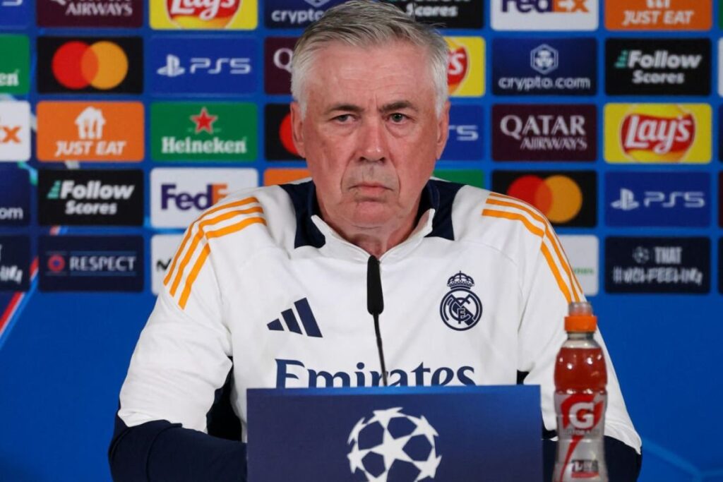 Ancelotti en rueda de prensa de Champions