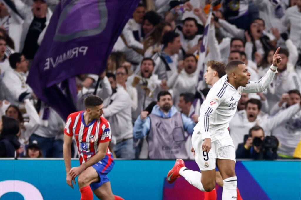 Mbappé celebrando su gol al Atlético