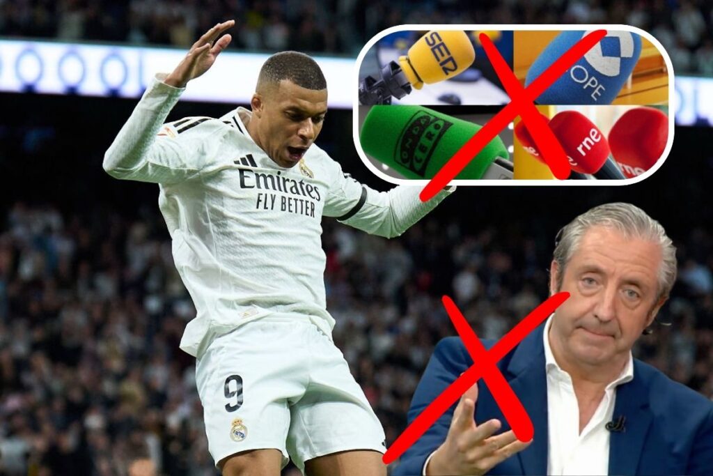 Mbappé con las radios tachadas y Pedrerol tachado
