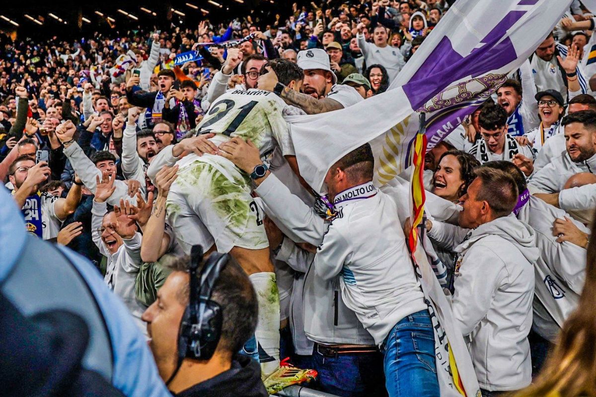 Brahim celebrando su gol en el Bernabéu