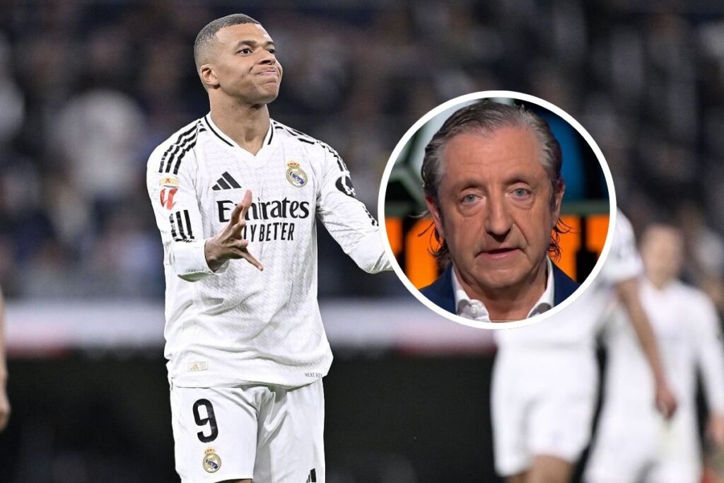 Pedrerol ataca por el veto del Real Madrid con Mbappé Pedrerol en un círculo y Mbappé de fondo