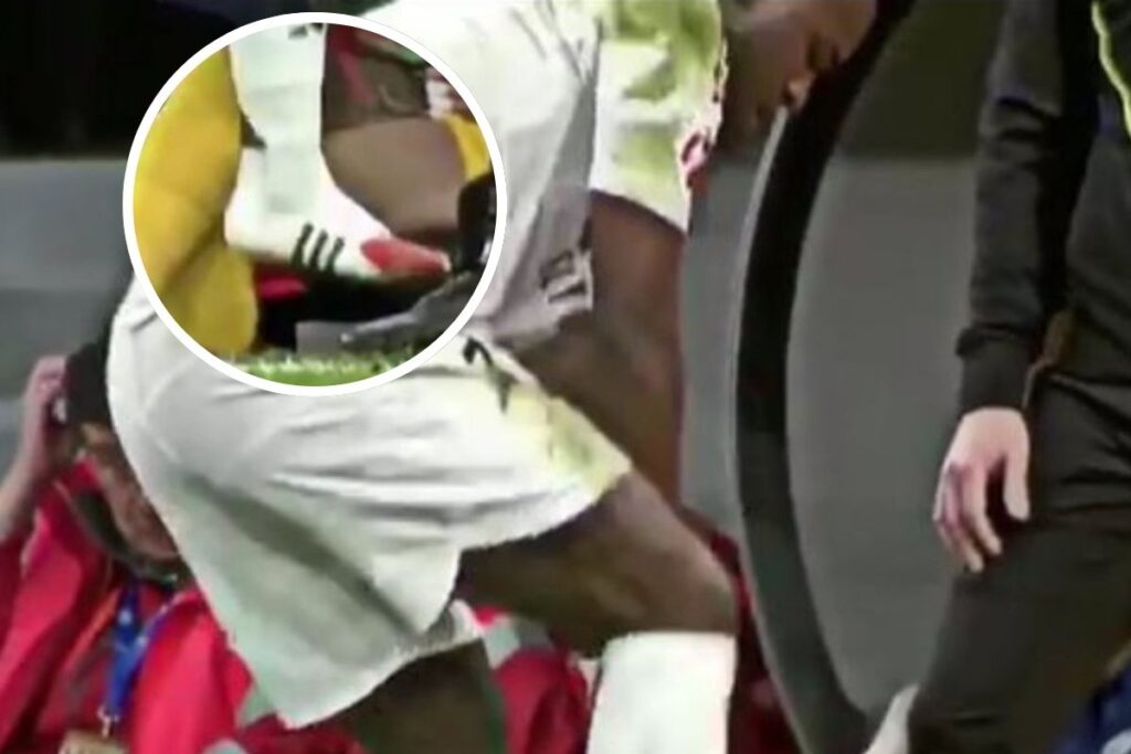 No se vio por TV: el pie ensangrentado de Vinicius