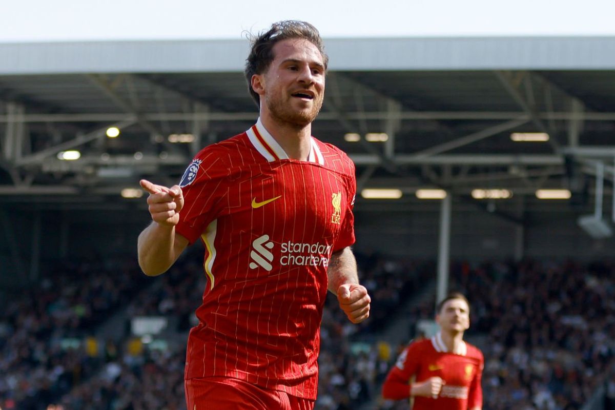 Mac Allister celebrando un gol con el Liverpool