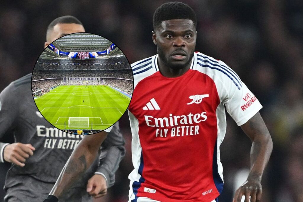 Thomas Partey: «¿Bernabéu? No será un ambiente muy diferente al de Inglaterra…» Partey y un círculo con el Bernabéu