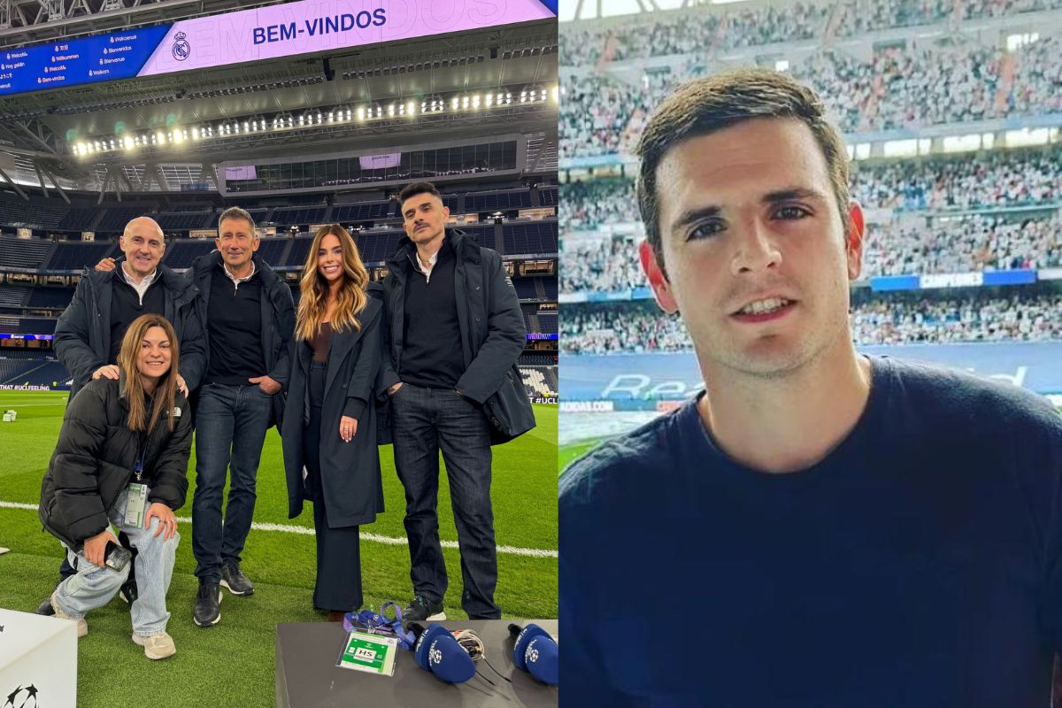 Carlos Martínez en el Bernabéu acompañado y al lado Angulo
