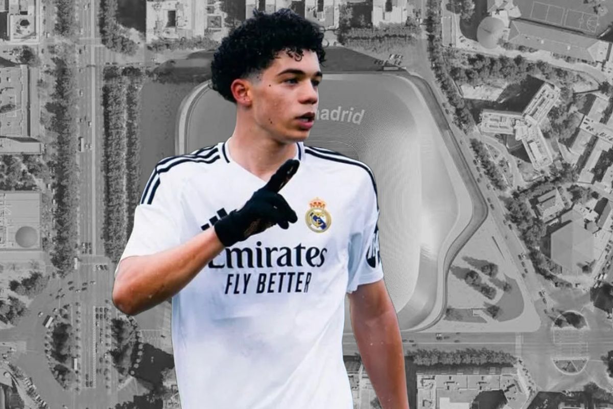 Enzo Alves con el Real Madrid y fondo del Bernabéu