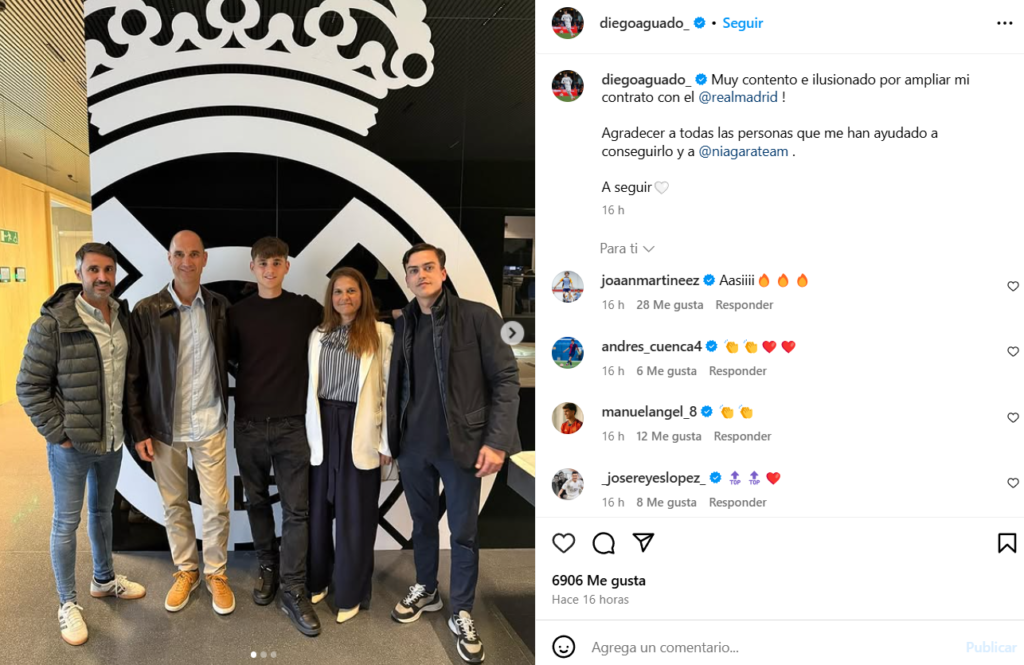 El post de Diego Aguado sobre su renovación en Instagram